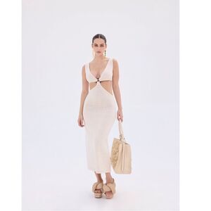 Cult Gaia Bank Knit Dress in Off White